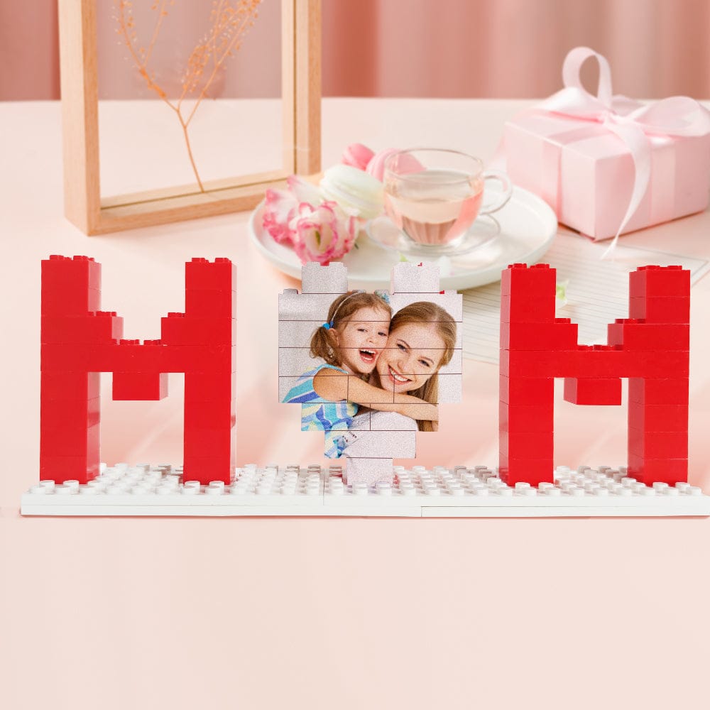 Build Our Best Memories Mother's Day Gifts for Mom - Personalized Photo Building Brick Puzzle Block with UV Print for Display & Family Fun