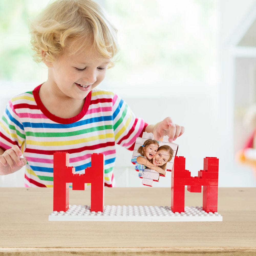 Build Our Best Memories Mother's Day Gifts for Mom - Personalized Photo Building Brick Puzzle Block with UV Print for Display & Family Fun