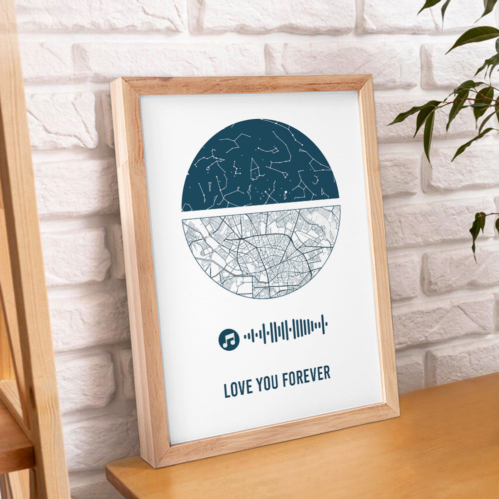 Wooden Desktop Display Personalized Song and Location Keepsake wedding gift