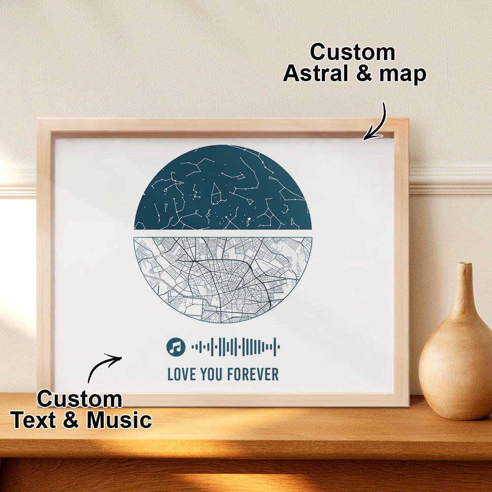 Wooden Desktop Display Personalized Song and Location Keepsake long distance gift