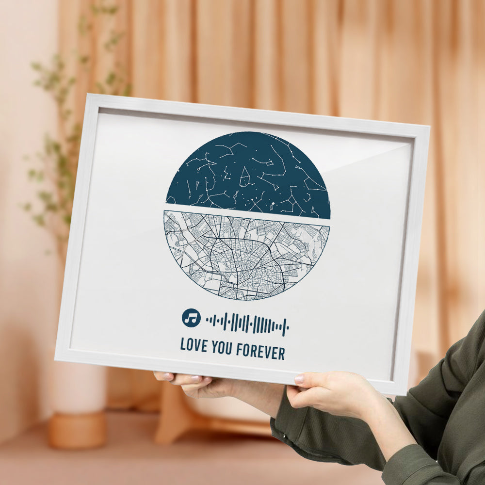 Wooden Desktop Display with Personalized Song and Location Keepsake