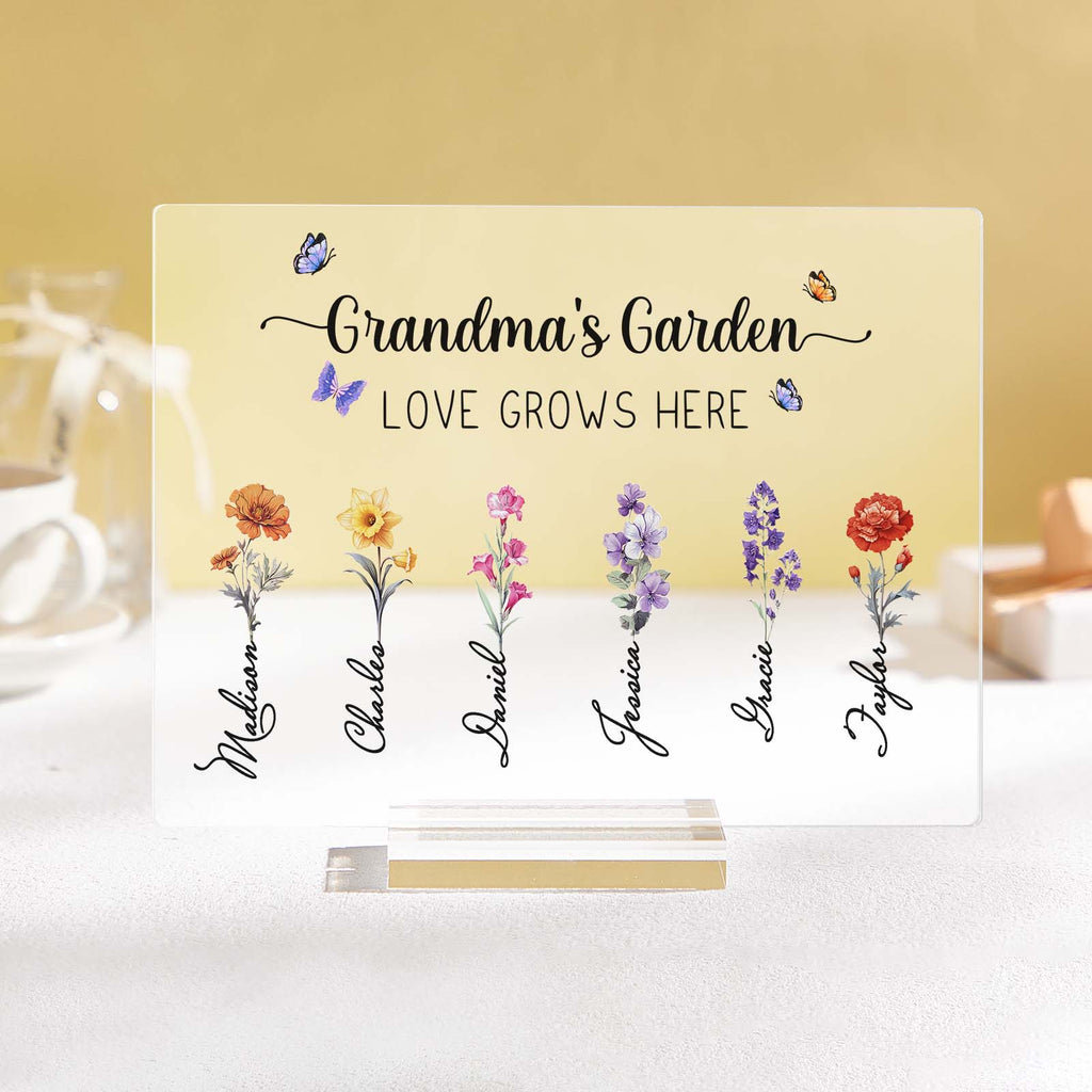 wooden plaque grandmas garden of love personalized birth flowers mothers day gift for grandma