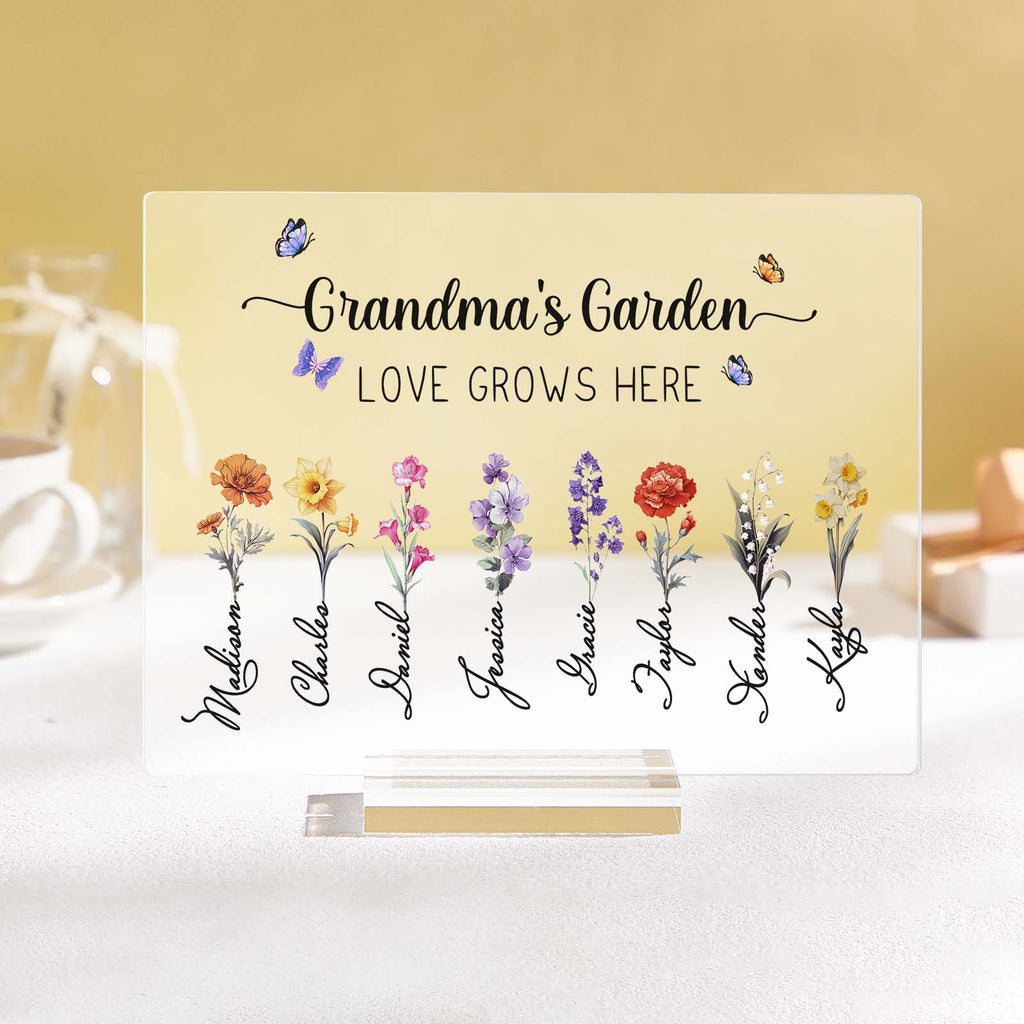wooden plaque personalized birth flowers family keepsake for grandma