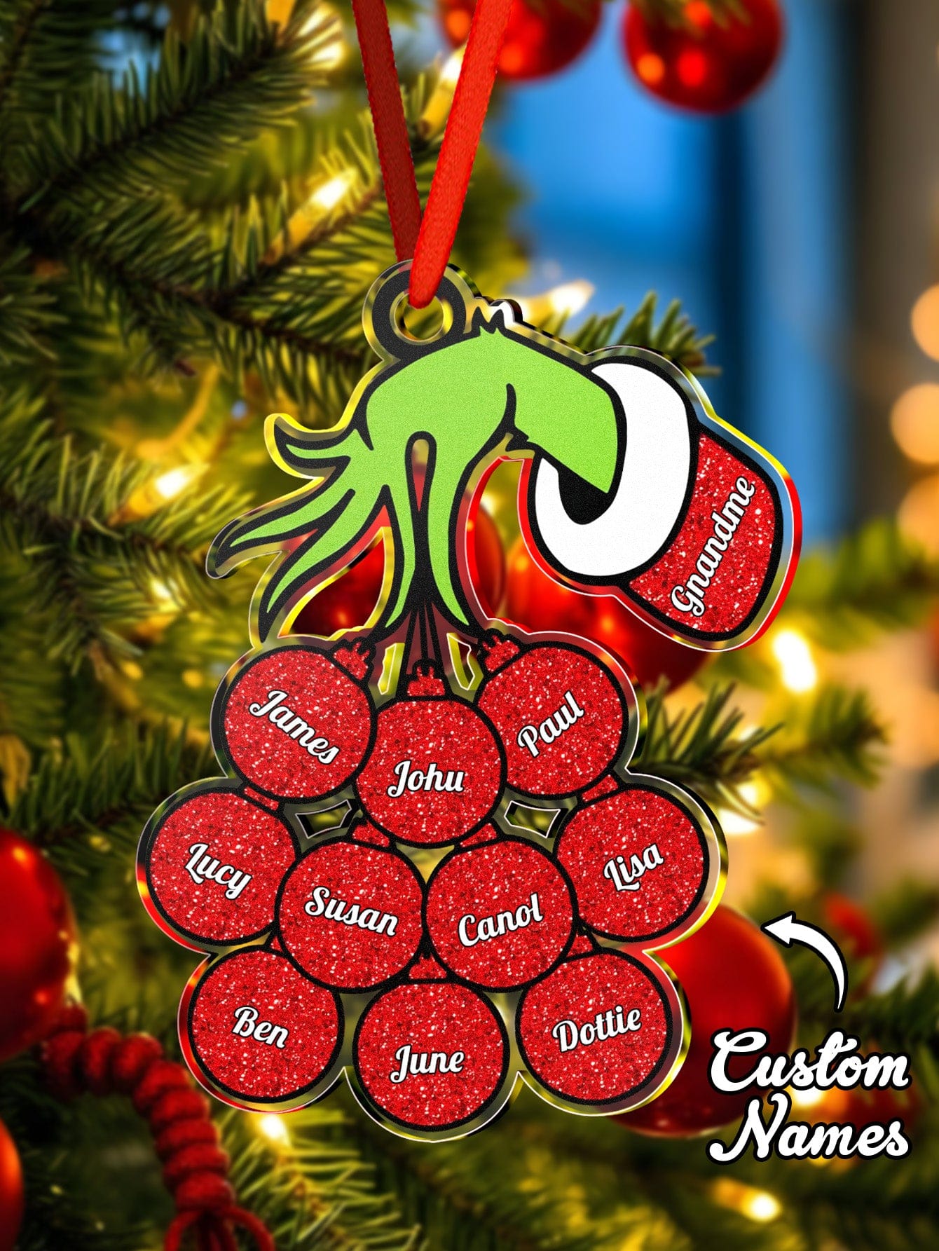 Personalized Christmas Acrylic Ornament with Family Name Christmas Tree Decoration Gift for Family