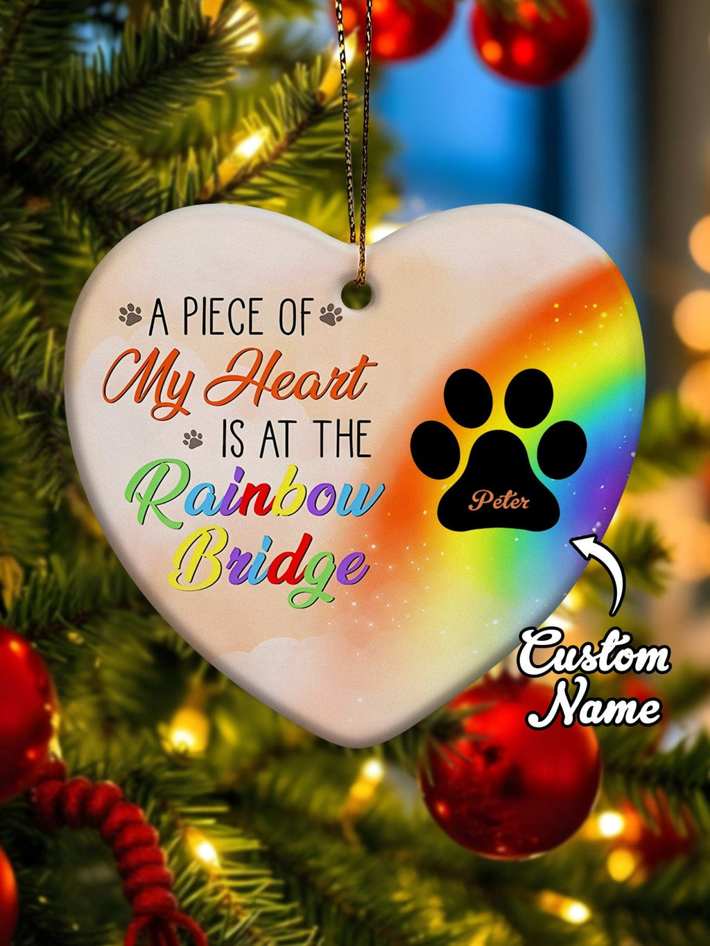 personalized design dog rainbow bridge memorial ornament hanging keepsake main view