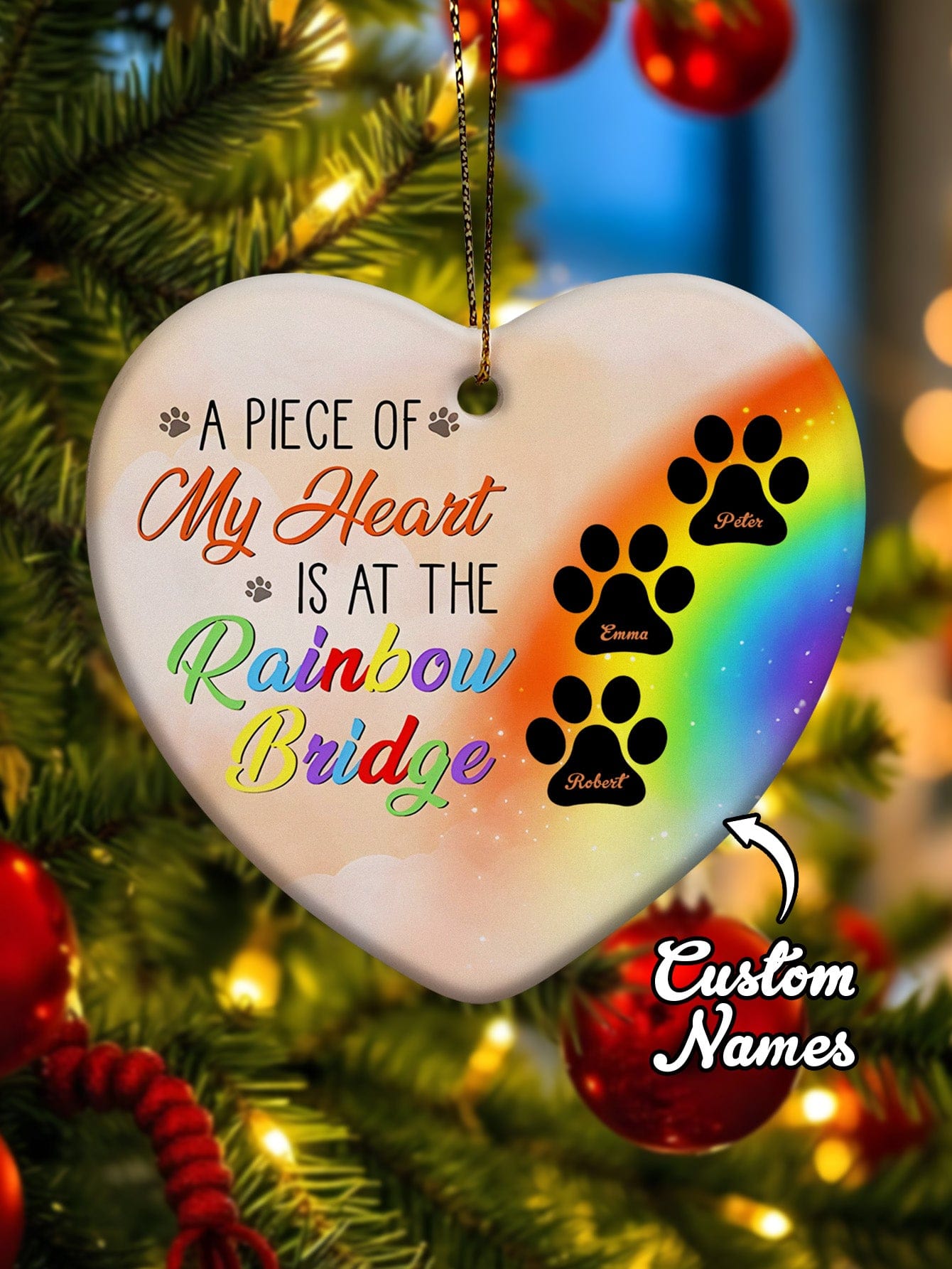 dog rainbow bridge memorial ornament personalized design hanging keepsake detail view fourteen