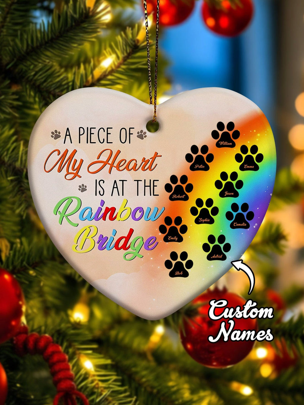 ornament personalized design dog rainbow bridge memorial hanging keepsake gift display
