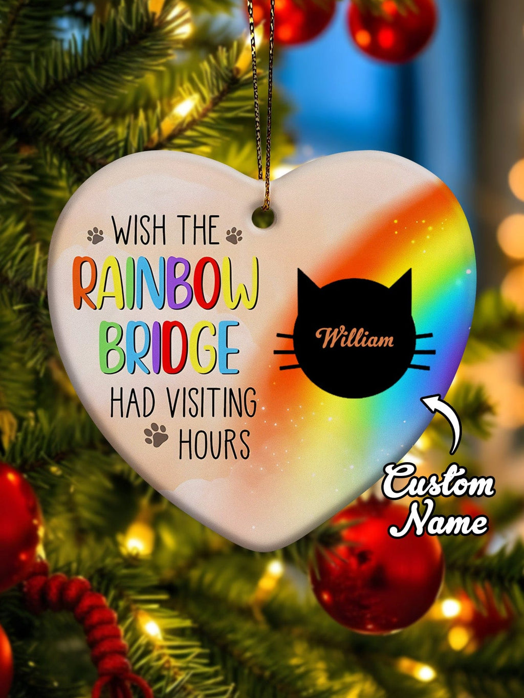 cat memorial heart ornament personalized design ceramic keepsake