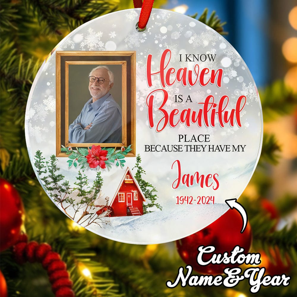 ornament personalized photo with name acrylic christmas remembrance rectangle