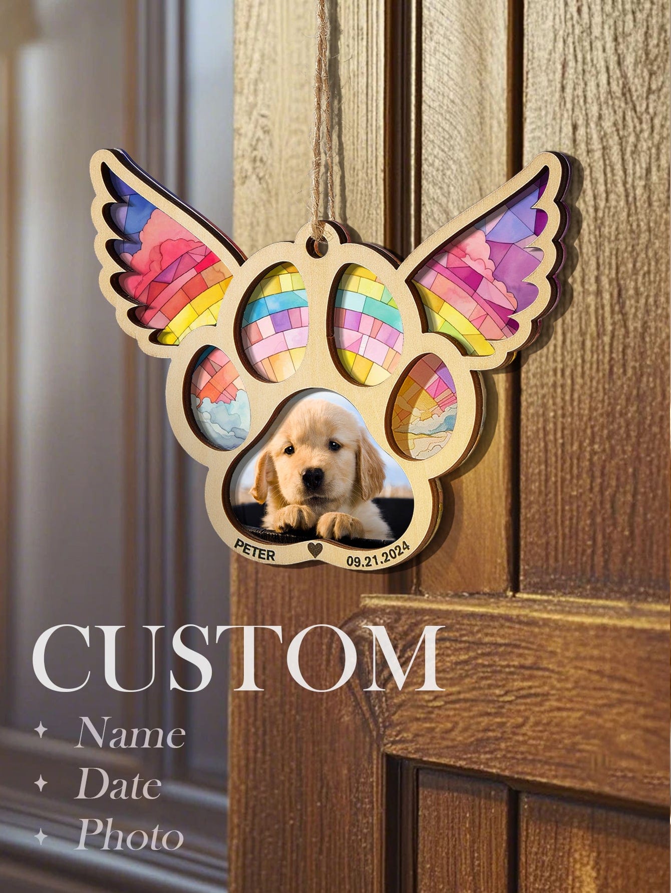 suncatcher ornament personalized photo loss of dog gift window hanging keepsake design preview twenty seven
