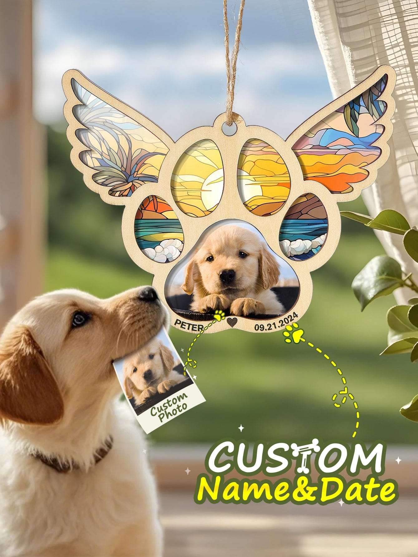 suncatcher ornament personalized photo loss of dog gift window hanging keepsake gift display