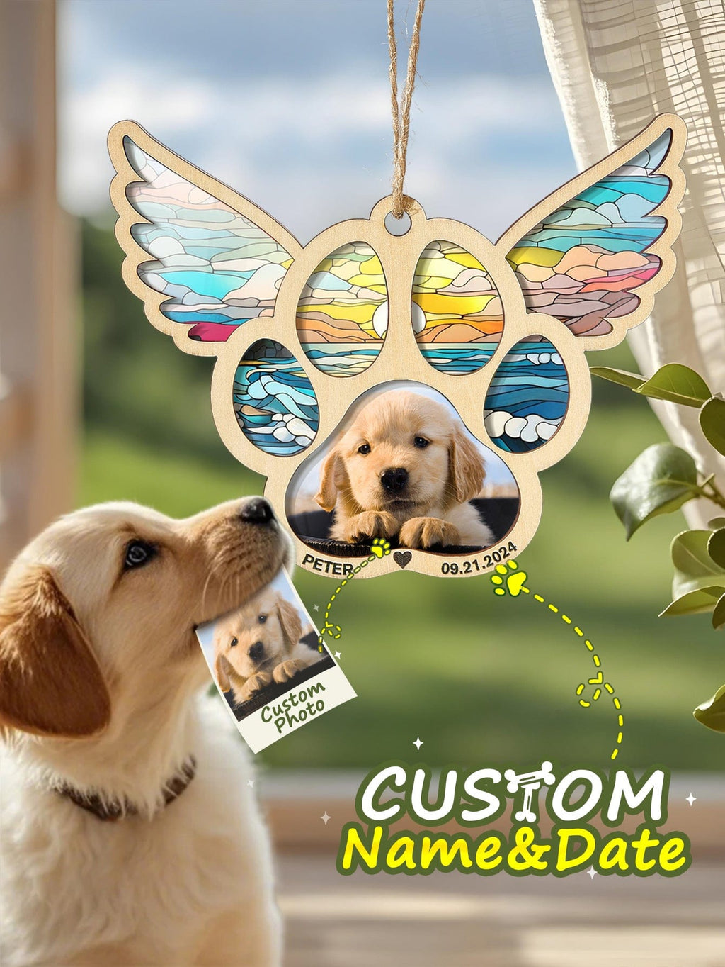 loss of dog gift suncatcher ornament personalized photo window hanging keepsake keepsake preview