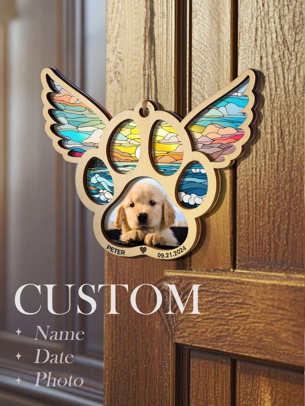 suncatcher ornament personalized photo loss of dog gift window hanging keepsake photo preview