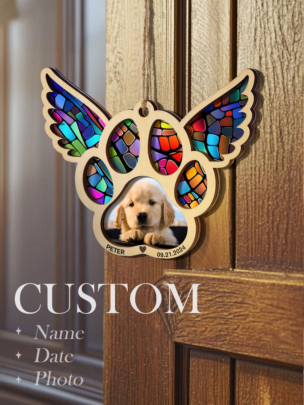 suncatcher ornament personalized photo loss of dog gift window hanging keepsake design preview fifteen