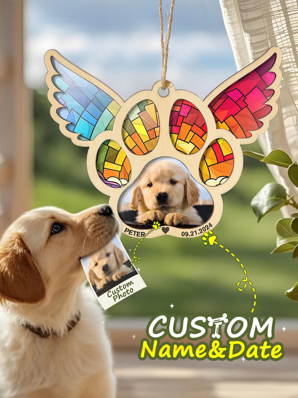 personalized photo suncatcher ornament loss of dog gift window hanging keepsake memorial design twenty