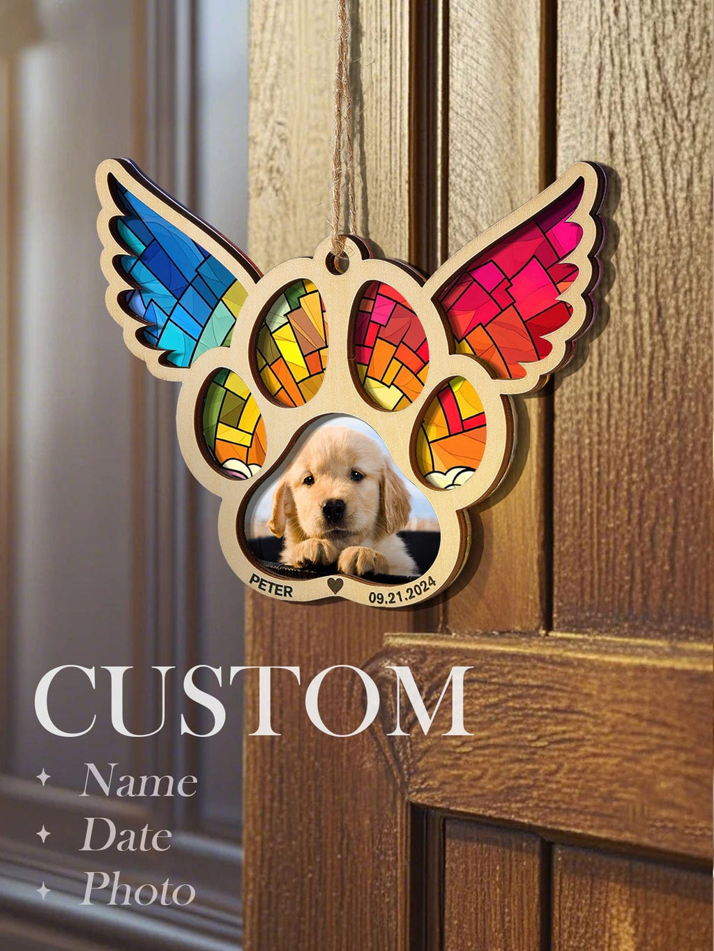 personalized photo loss of dog gift suncatcher ornament window hanging keepsake custom sample twenty one
