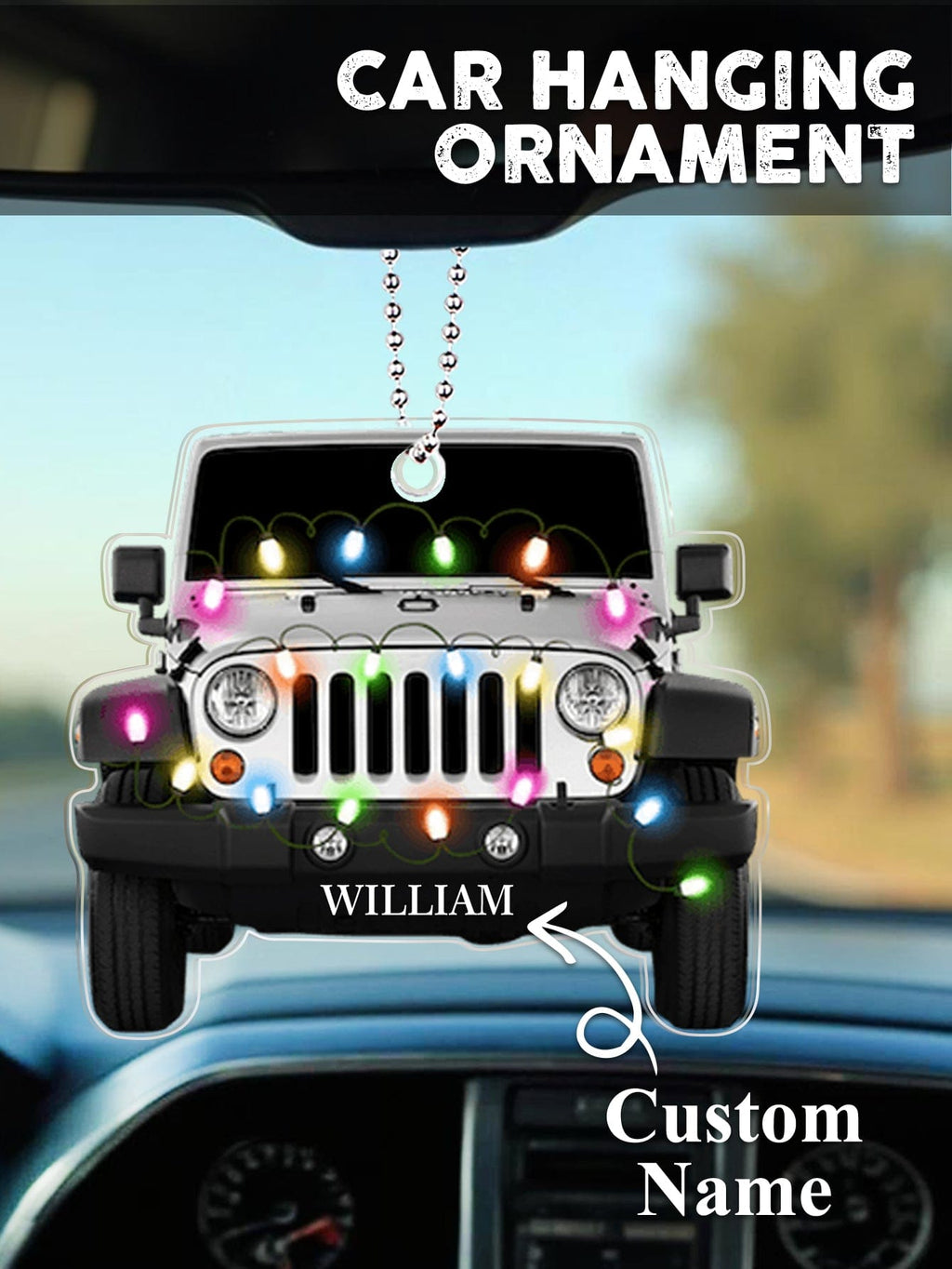 Personalized Car Ornament with Name Acrylic Christmas Ornament for Christmas Gift