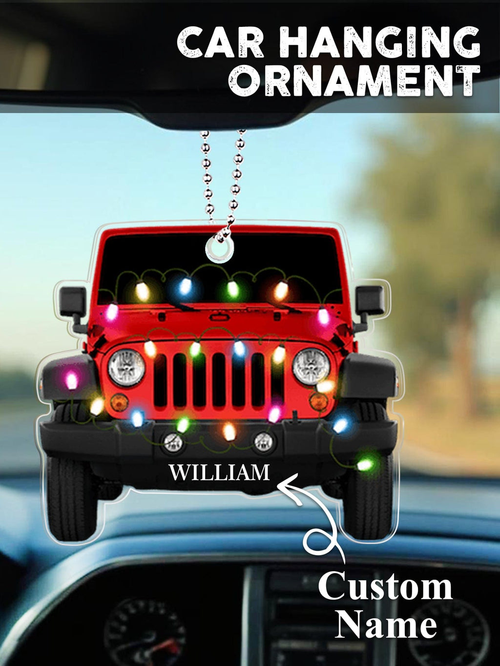 Personalized Car Ornament with Name Acrylic Christmas Ornament for Christmas Gift