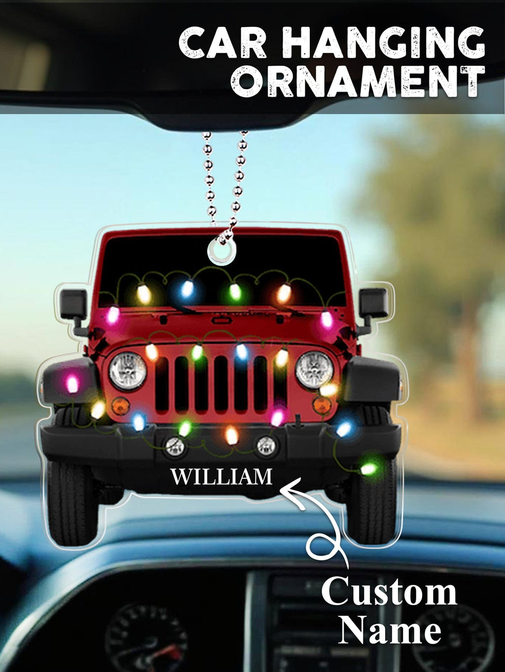 Personalized Car Ornament with Name Acrylic Christmas Ornament for Christmas Gift