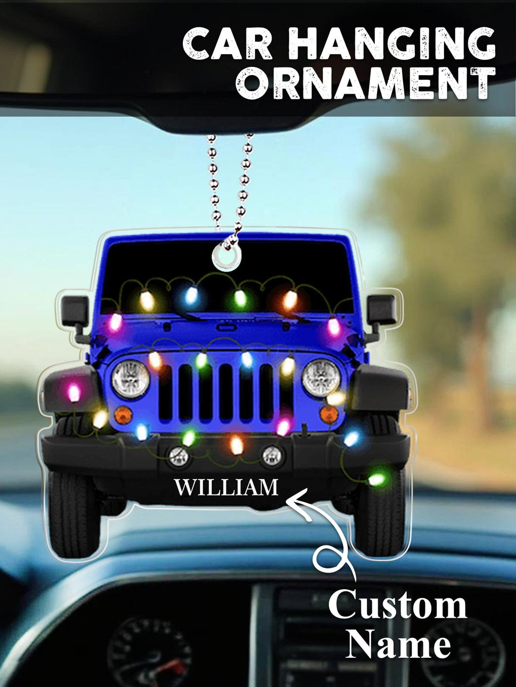 Personalized Car Ornament with Name Acrylic Christmas Ornament for Christmas Gift