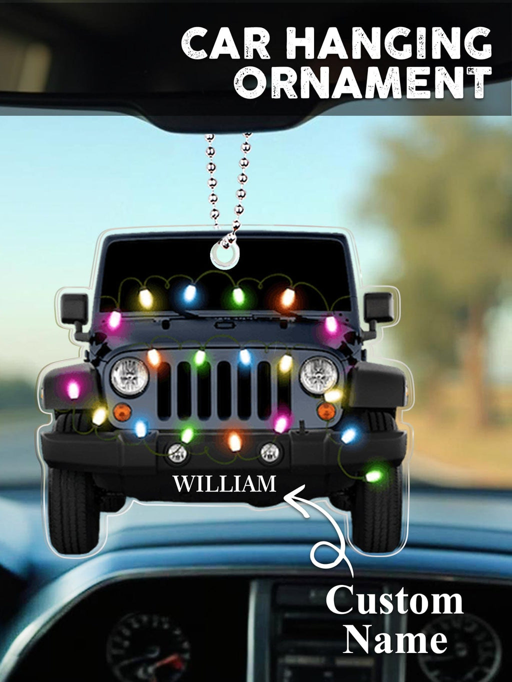 Personalized Car Ornament with Name Acrylic Christmas Ornament for Christmas Gift