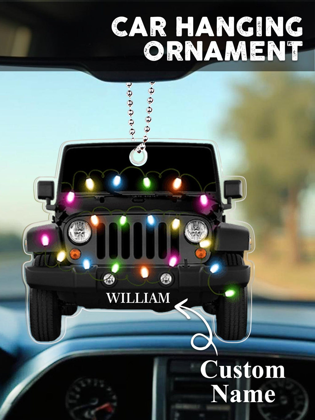 Personalized Car Ornament with Name Acrylic Christmas Ornament for Christmas Gift
