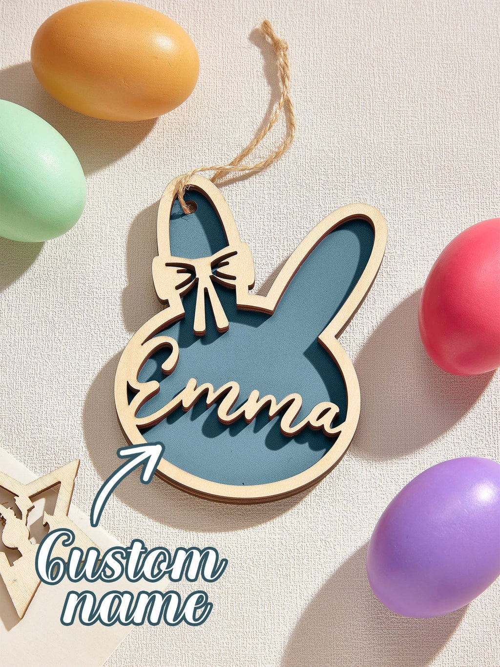 Personalized Rabbit Ornaments with Name Wooden Bunny Ornament Easter Gift for Kids