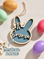Personalized Rabbit Ornaments with Name Wooden Bunny Ornament Easter Gift for Kids