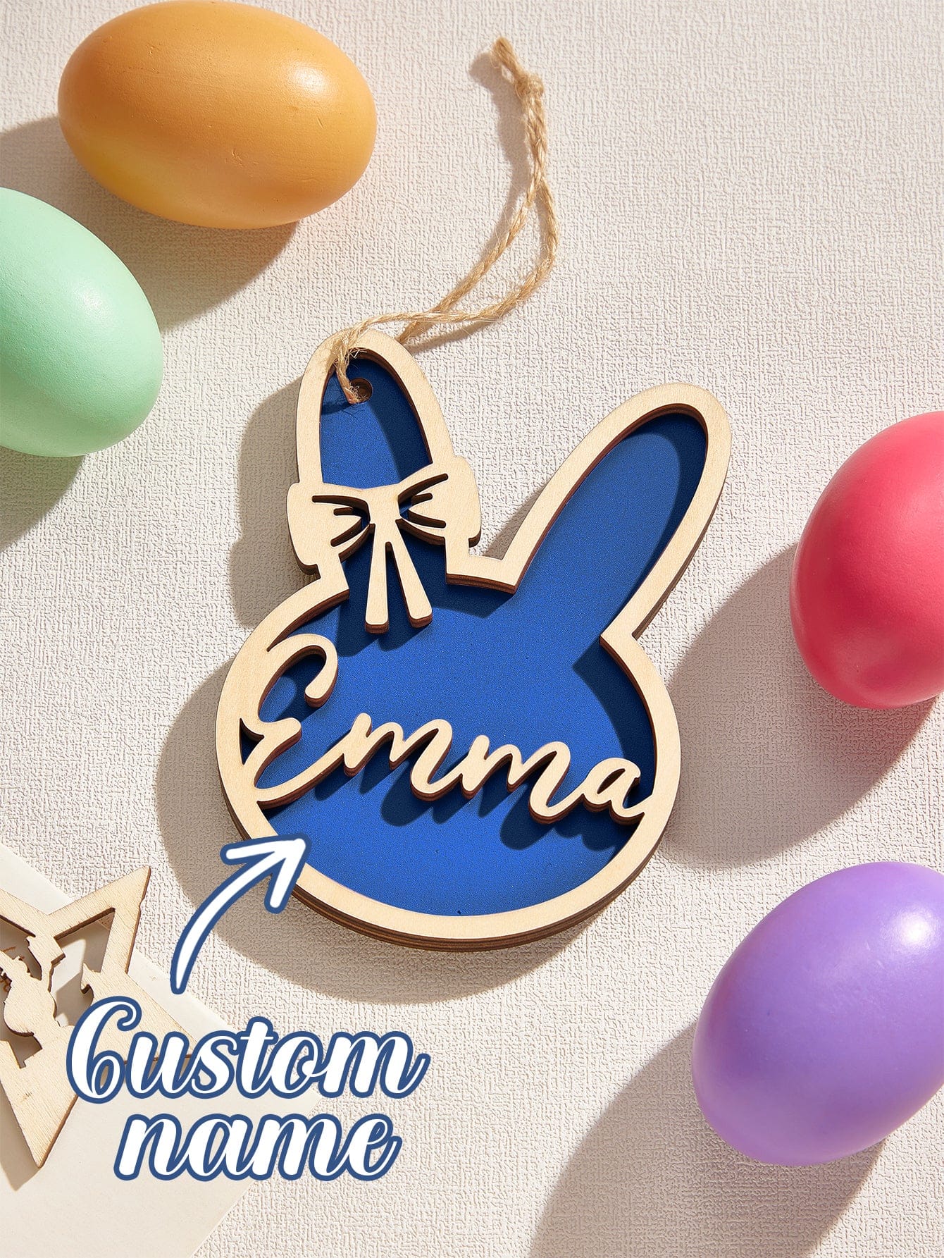 Personalized Rabbit Ornaments with Name Wooden Bunny Ornament Easter Gift for Kids