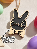 Personalized Rabbit Ornaments with Name Wooden Bunny Ornament Easter Gift for Kids