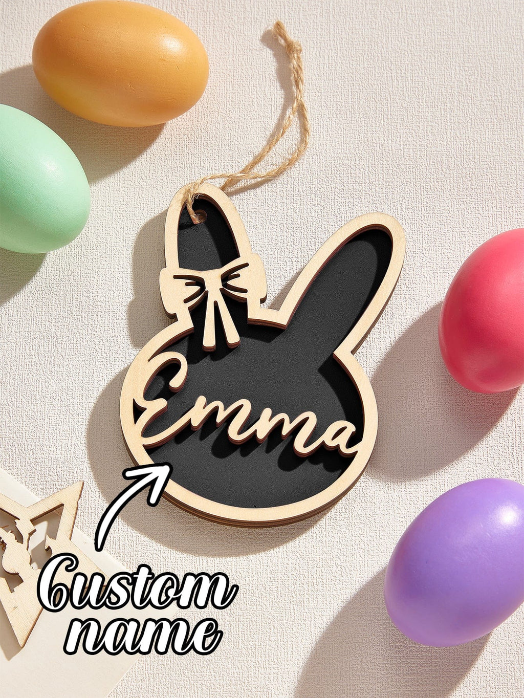 Personalized Rabbit Ornaments with Name Wooden Bunny Ornament Easter Gift for Kids