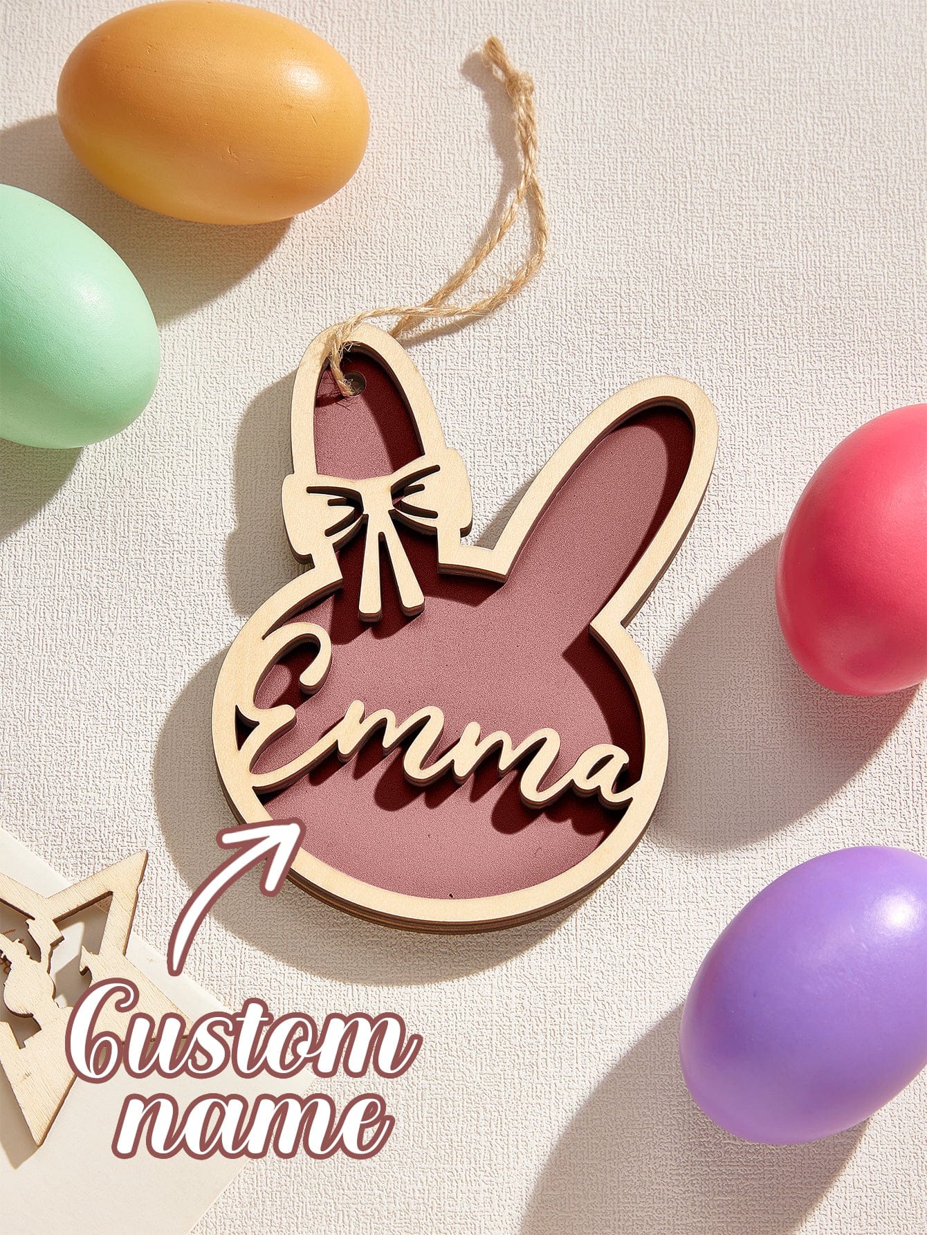 Personalized Rabbit Ornaments with Name Wooden Bunny Ornament Easter Gift for Kids