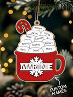 Personalized Family Hot Cocoa Ornament with Name Christmas Ornament for Family Gift
