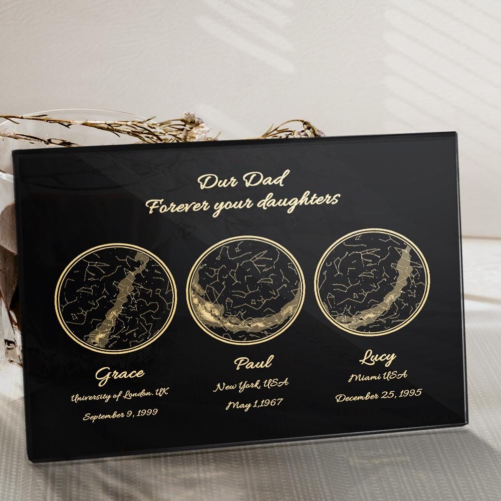 Personalized 3 locations Custom Night Sky Creative Gift Ideas for Dad