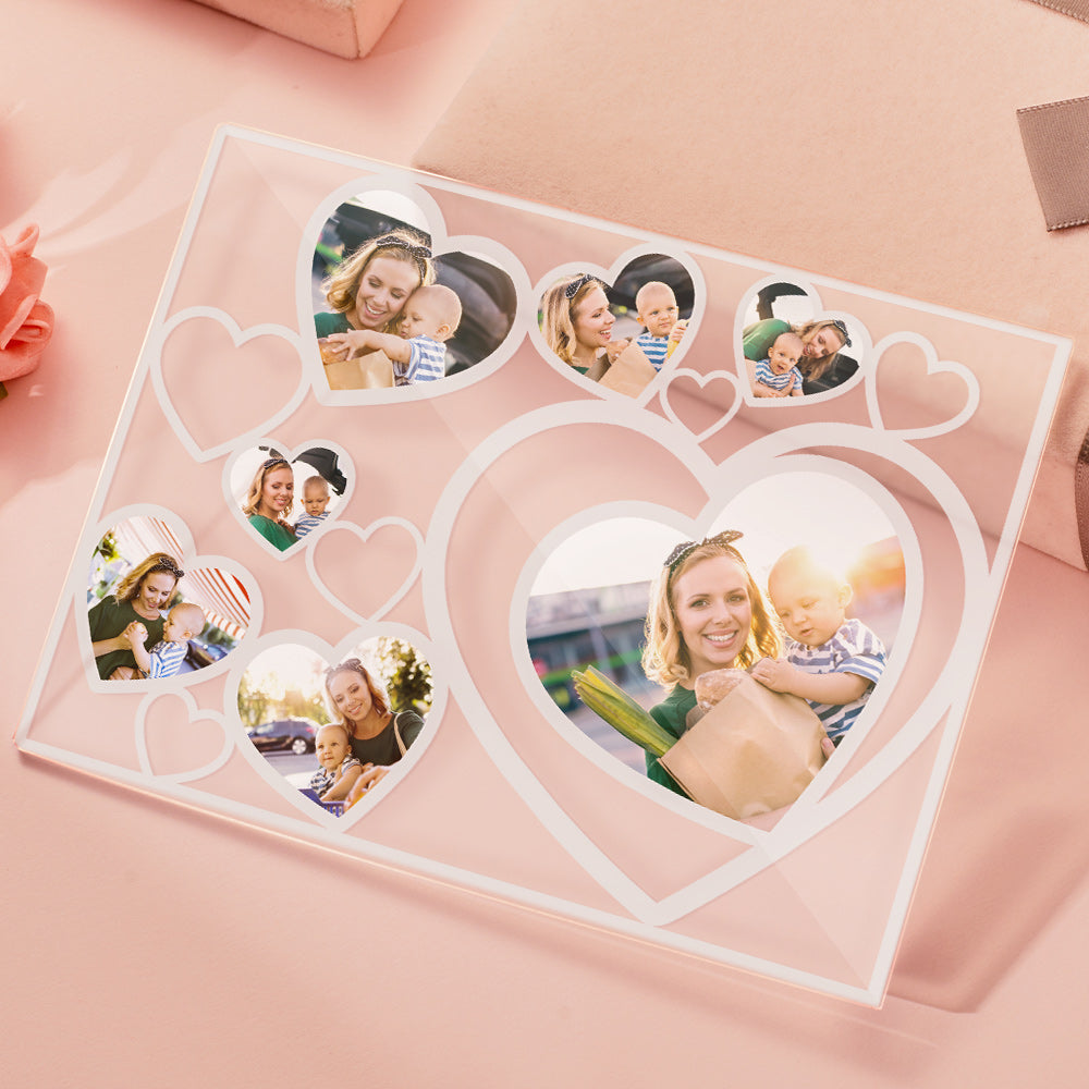 Love Heart Custom Photo Black Lamp Multiphotos Night Light