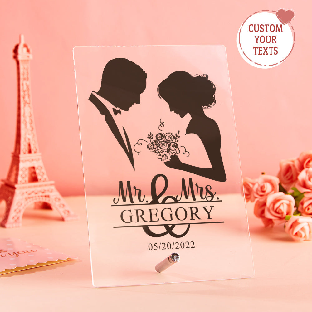Custom Acrylic Plaque With Names Wedding Gifts Anniversary Gifts