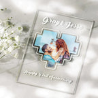 Custom Heart Photo Plaque Acrylic Keychain With Text Anniversary Gift