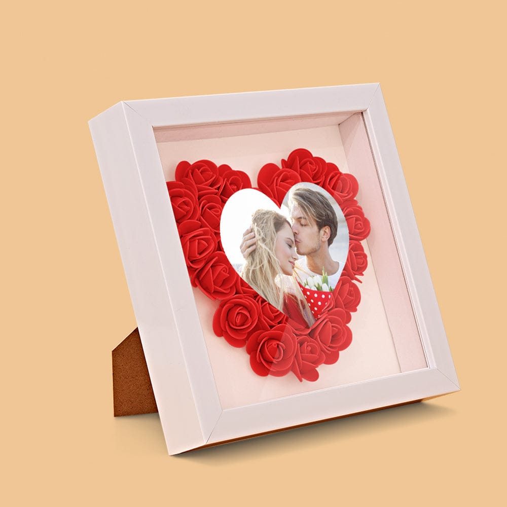 Custom Photo Flower Shadow Box Personalized Heart Flower Shadowbox Frame Gift