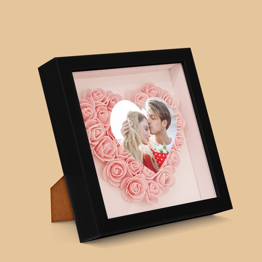 Custom Photo Flower Shadow Box Personalized Heart Flower Shadowbox Frame Gift
