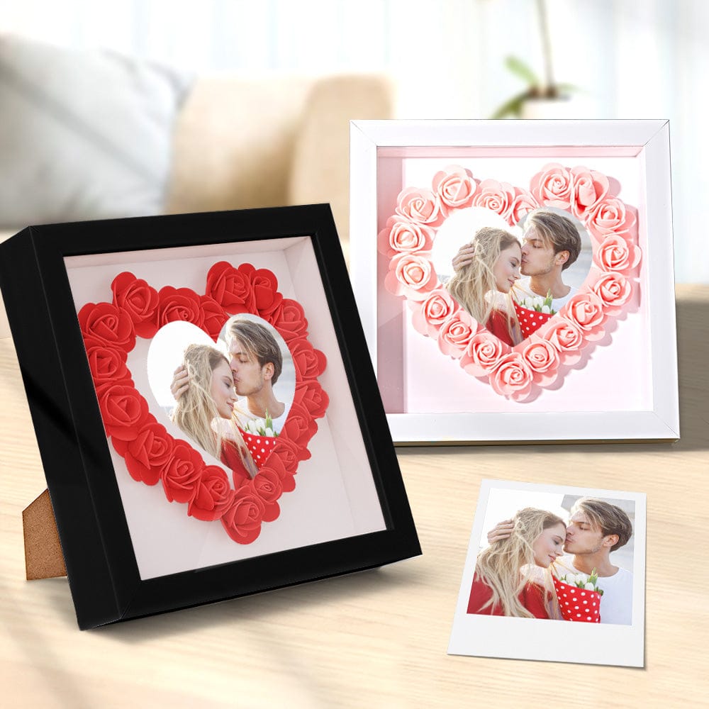 Custom Photo Flower Shadow Box Personalized Heart Flower Shadowbox Frame Gift