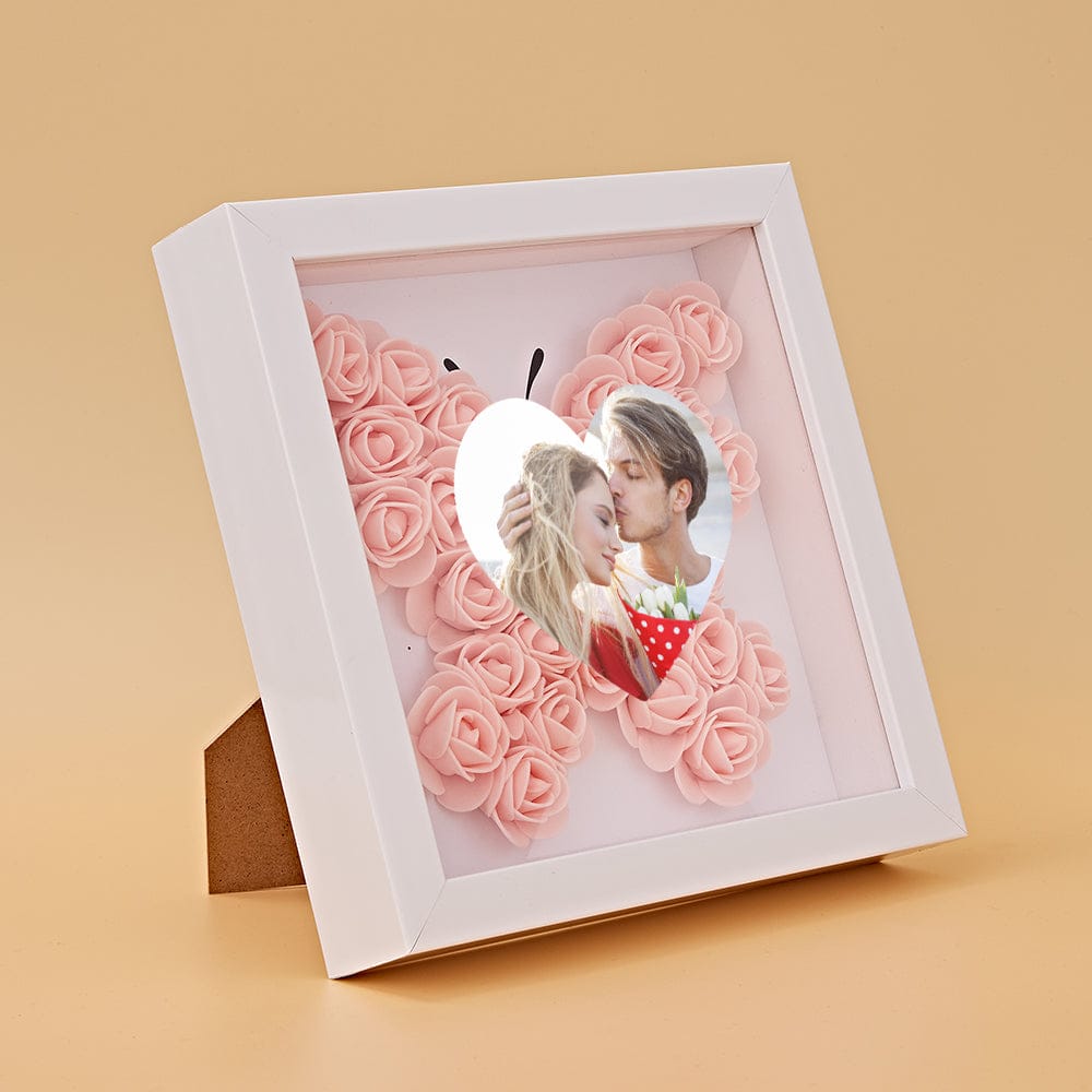 Custom Photo Flower Shadow Box Personalized Heart Flower Shadowbox Frame Gift