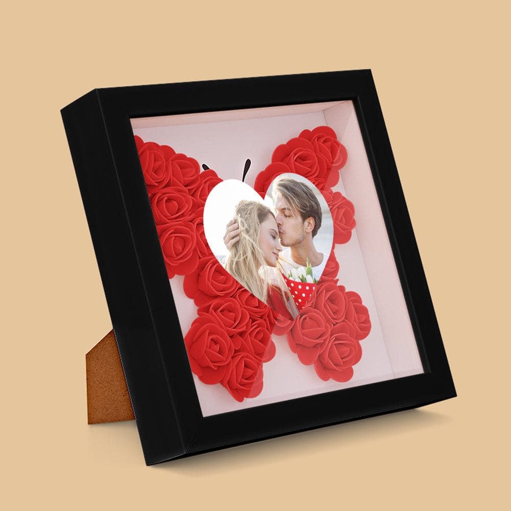 Custom Photo Flower Shadow Box Personalized Heart Flower Shadowbox Frame Gift