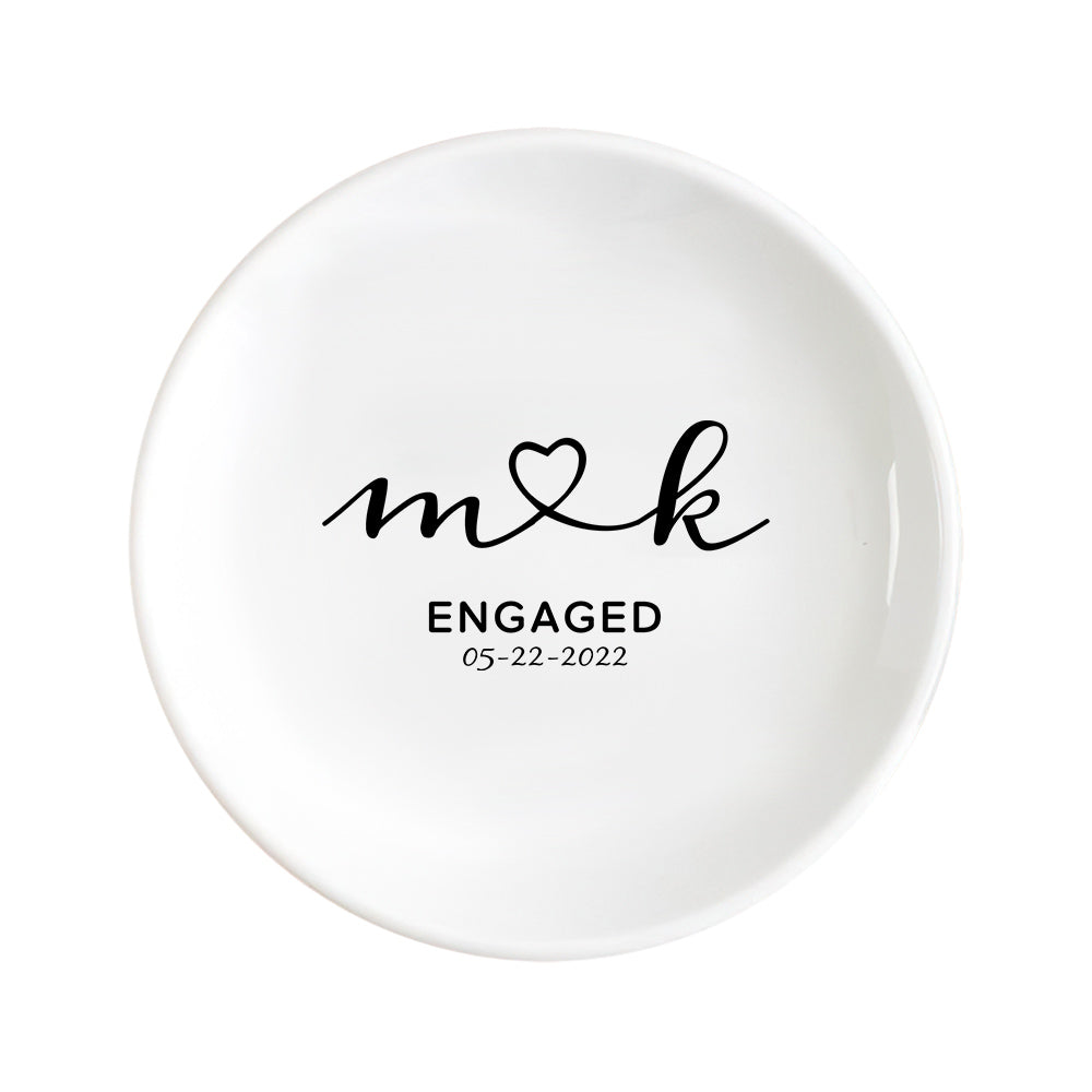 Personalized Engagement Ring Dish Custom Wedding Ring Dish Ceramic Jewelry Dish Ring Holder Bridesmaid Gift