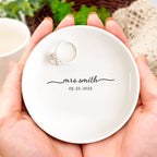 Custom Engagement Ring Dish Personalized Wedding Ring Dish Ceramic Jewelry Dish Ring Holder Bridesmaid Gift