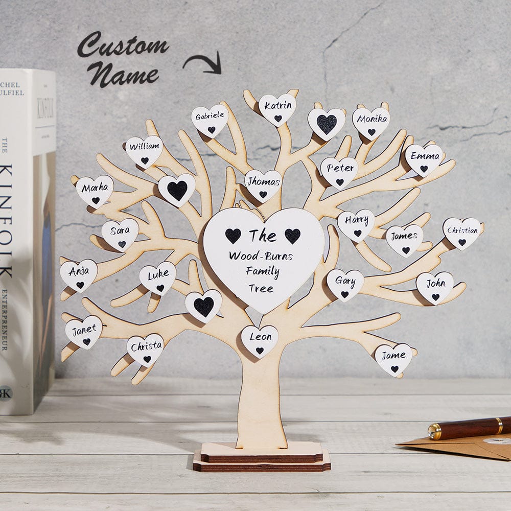 family tree custom name wooden engraved desk decor as a anniversary gift