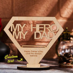 engraved my dad my hero wooden plaque stand personalized keepsake ornament for dad personalized gift