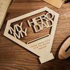 fathers day surprise ornament for dad inspired by engraved my dad my hero wooden plaque stand personalized keepsake