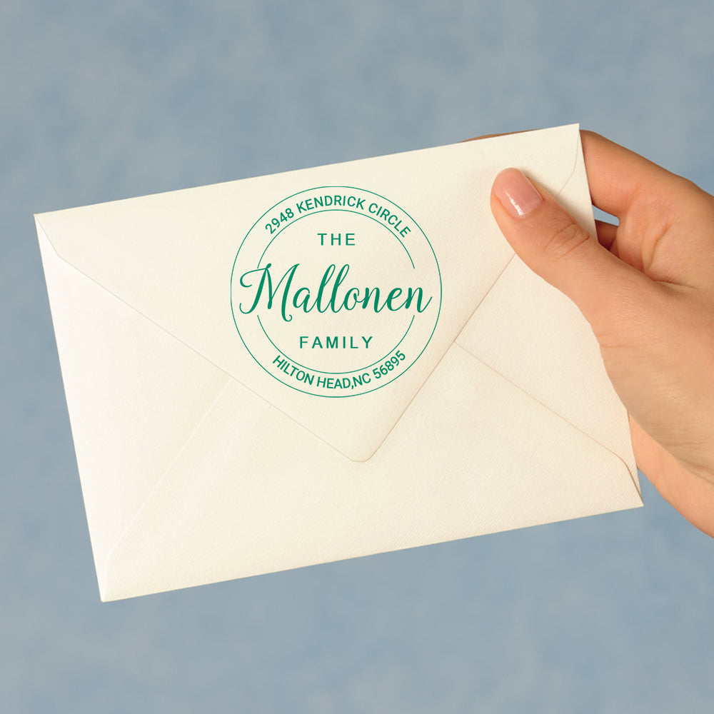 Custom Family Address Stamp Round Self Inking Stamp for Wedding