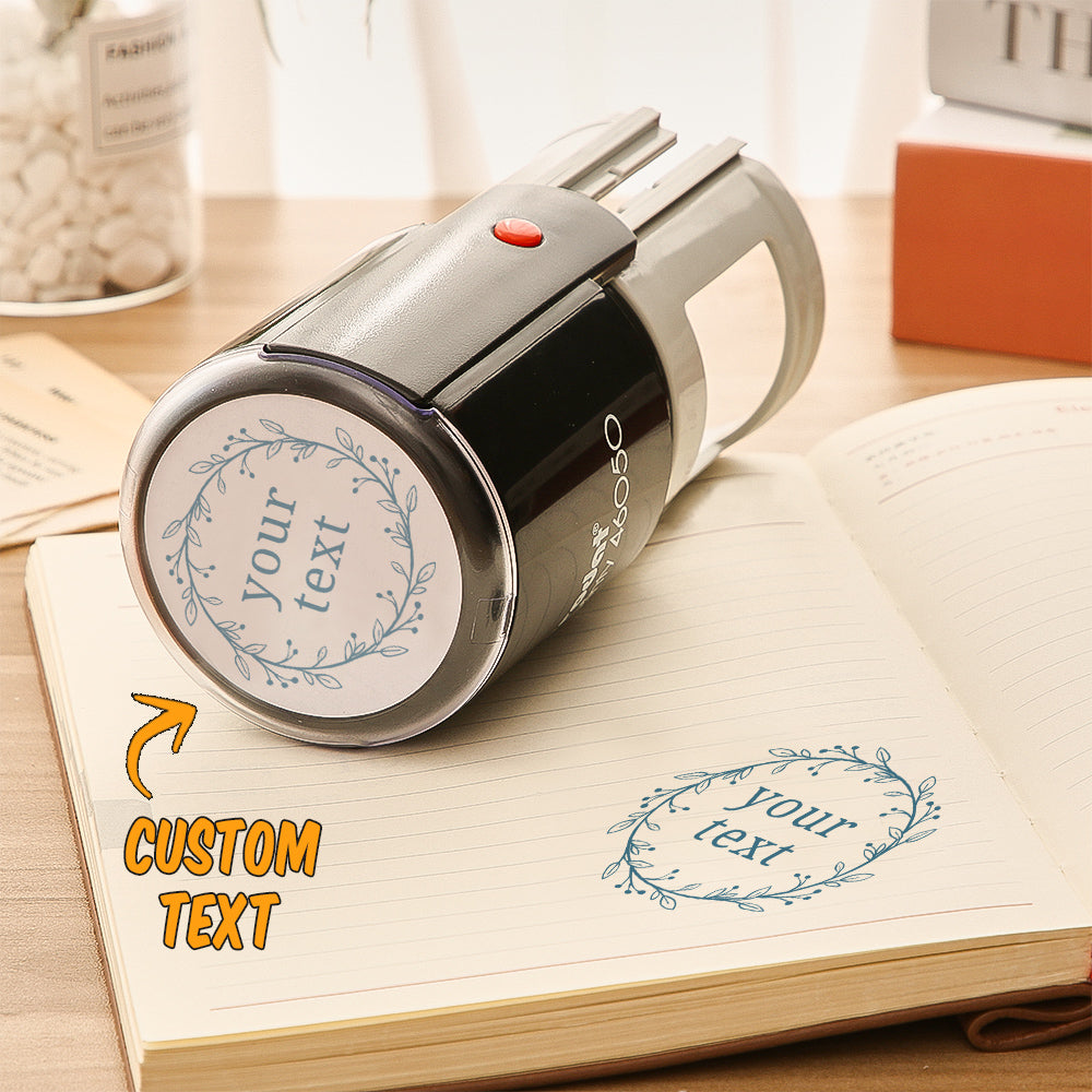 Personalized Vine Border Self Inking Stamp for Wedding - 5 Color Options