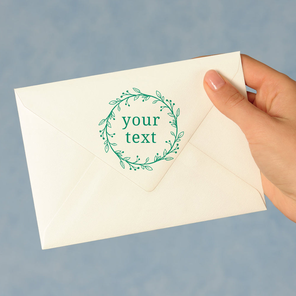 Personalized Vine Border Self Inking Stamp for Wedding - 5 Color Options